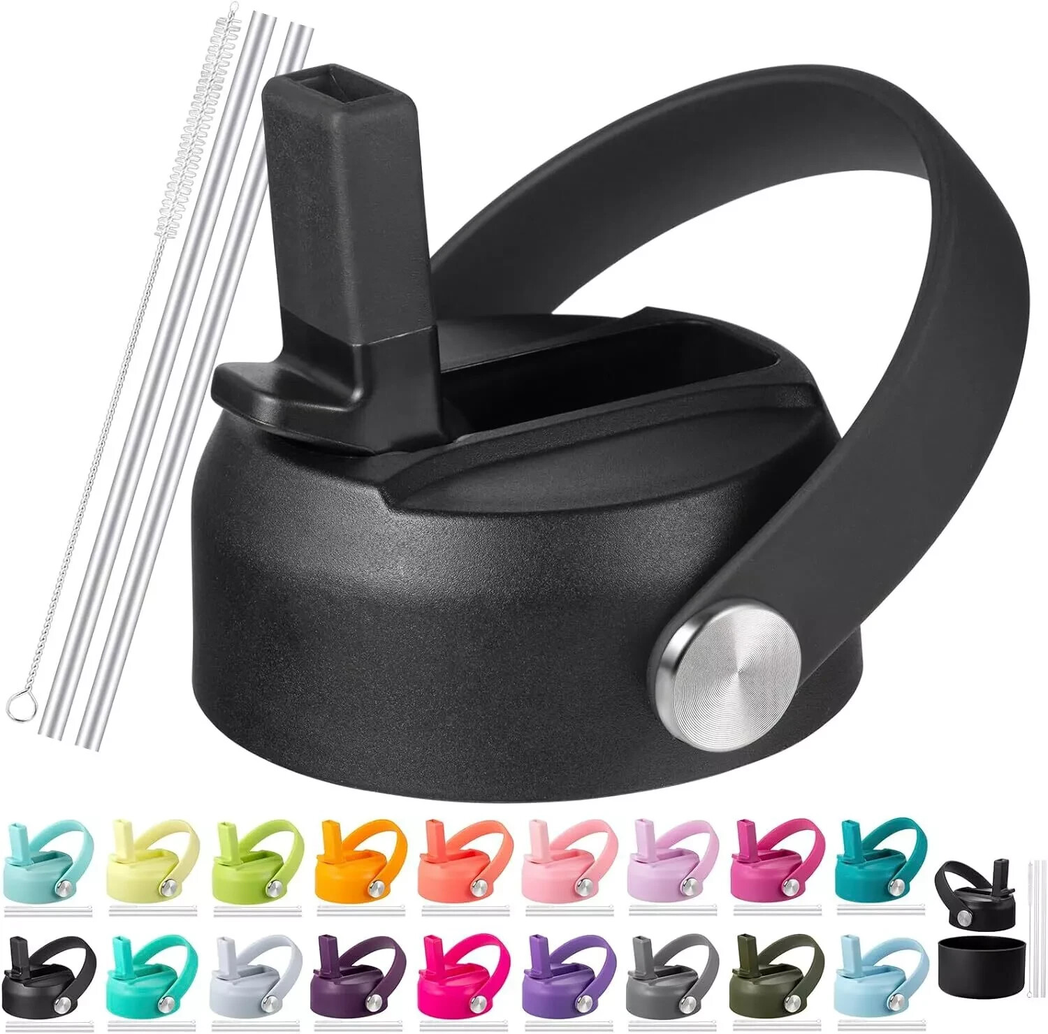 Black Straw Lid Kit Fits For Wide Mouth Hydro Flask  Flip To