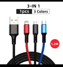 3in1 Multi USB Fast Charger Charging Cable Cord For Type C Android Micro iPhone