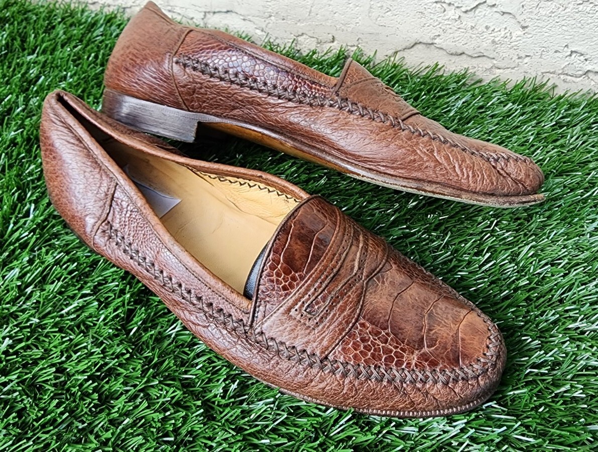 Exotic Moreschi Ostrich Leg Slip On Loafer Drivers Men\'s 10.5 Moreschi Miami Style Ostrich Quill Driving Loafers Black  main image 2