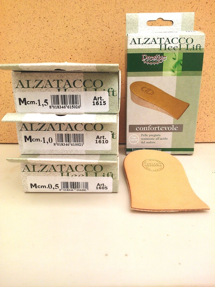 PRESTIGE Alzatacco lungo RIGIDO in simil sughero ricoperto in pelle cm.0,5-1-1,5