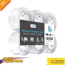 Durable 6 Rolls Clear Packing Tape 1.88" x 55 Yards, Ideal for Shipping Moving