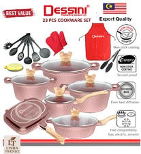 DESSINI ITALY 23 Pc Non Stick Granite Cooking Pot Frying Pan Set for Christmas
