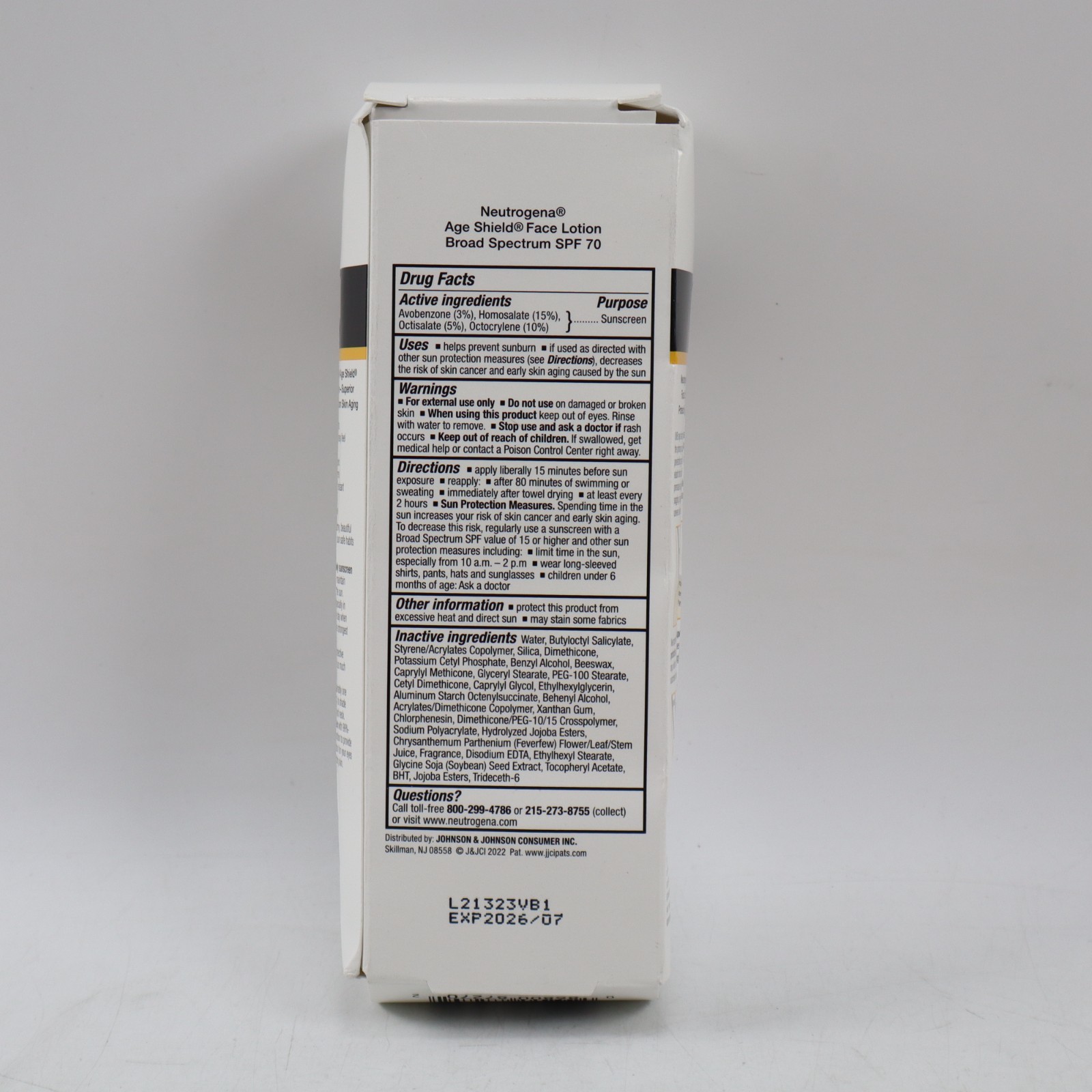 2 PACK Neutrogena Age Shield Face Lotion Sunscreen Broad Spectrum SPF 70 - 3 Oz