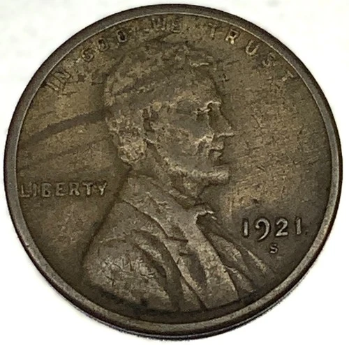 1921-S Lincoln Wheat Cent Penny F Fine | Better Date | Actual Coin - 2243