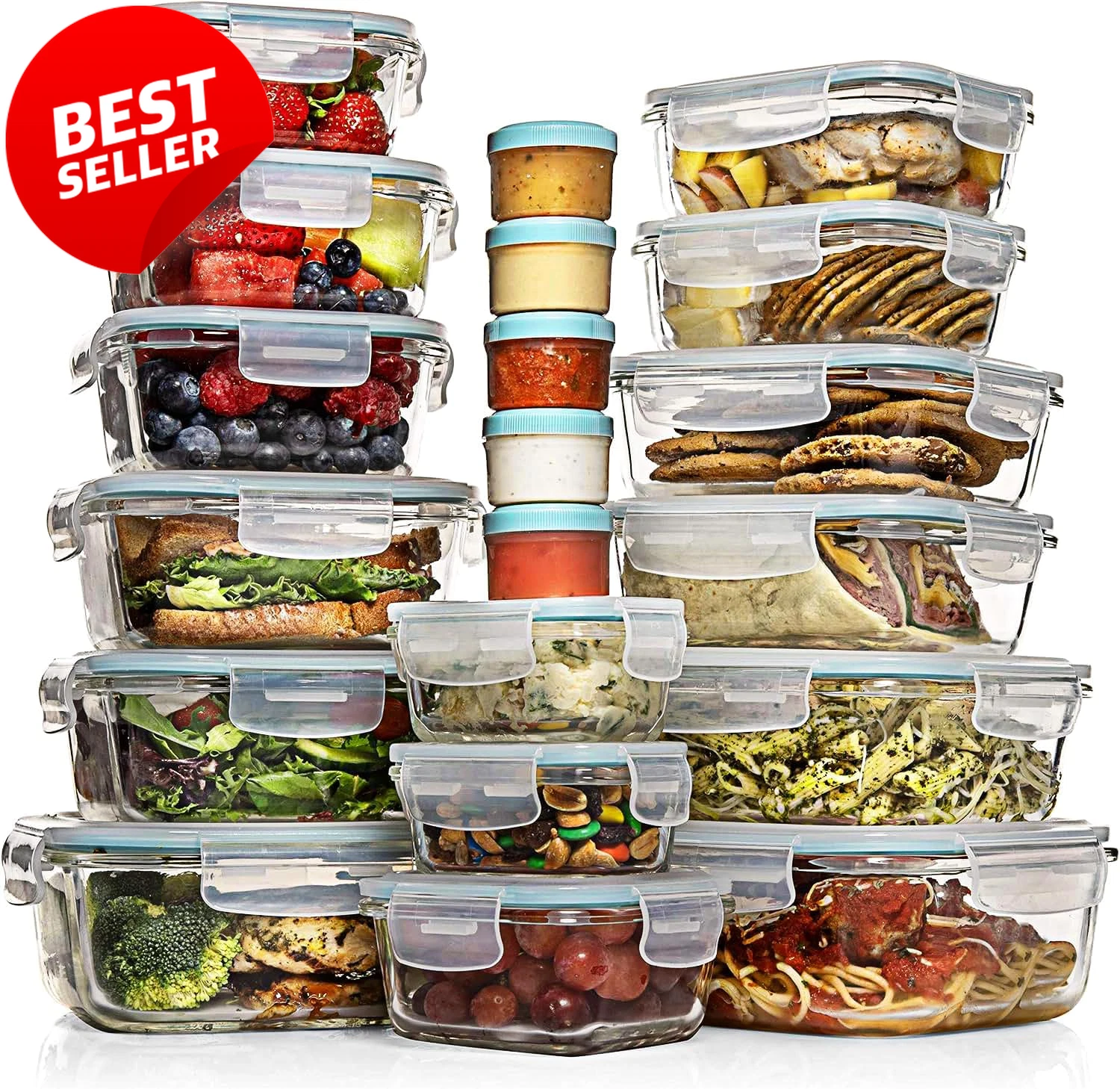 35Pc Glass Food Storage Container Set Airtight Leakproof Meal Prep BPA Free - US