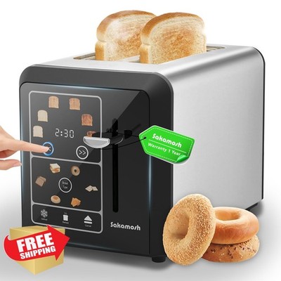 SAKAMOSH Toaster 2 Slice Silver Touch Screen Digital