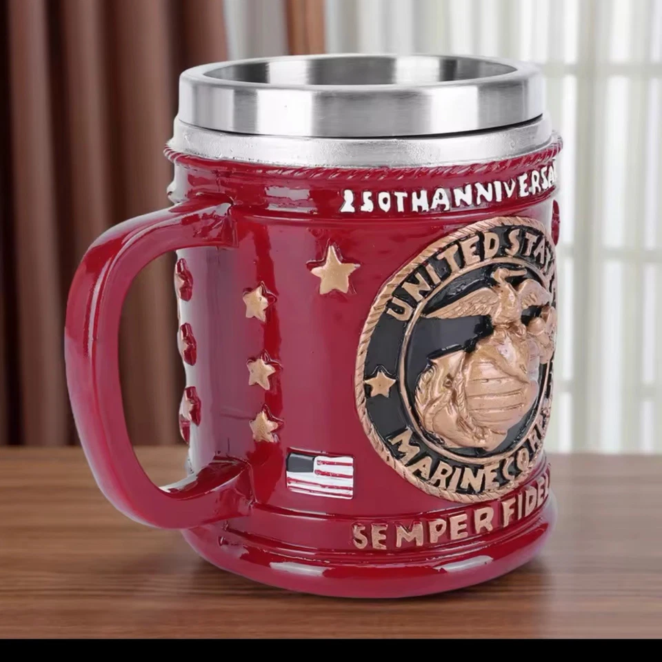 Taza de café conmemorativa Veterano 250 aniversario - resina y acero inoxidable Foto 4 de 4