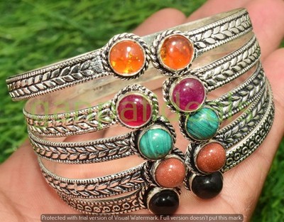 Black & More Gemstone Bangles 100pcs Wholesale Lots 925 Silver Plated Jewelry