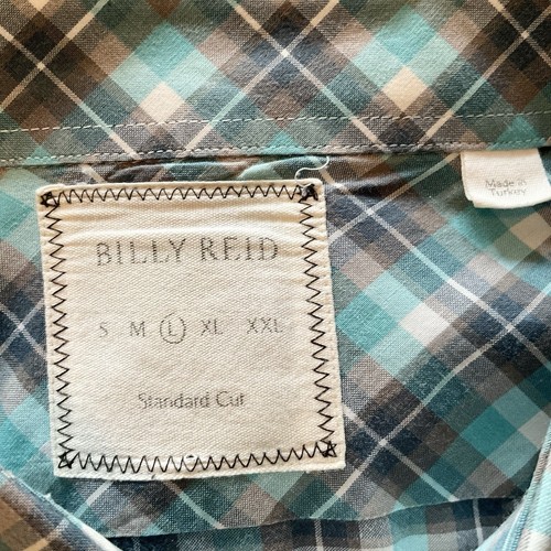 Billy Reid Melange Plaid Cypress Shirt Mens L Blue Gray Long Sleeve Standard Cut - Picture 8 of 12