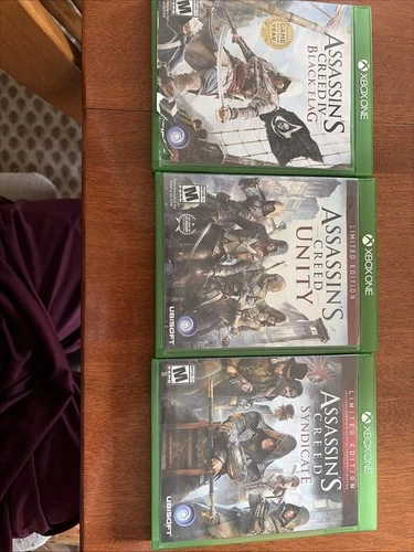 XBOX ONE Assassins Creed lot Syndicate, Unity, And Black Flag.