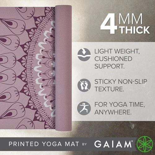 Gaiam Print Yoga Mat, Non Slip Exercise & Fitness Mat - Picture 3 of 4
