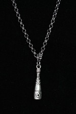 Collar Botella de Vino Plata Estaño Dije 1" Colgante 3mm Cadena Inoxidable 18"