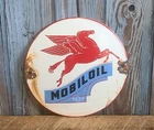 Vintage Mobil Oil Porcelain Metal Domed Gas Sign Pegasus