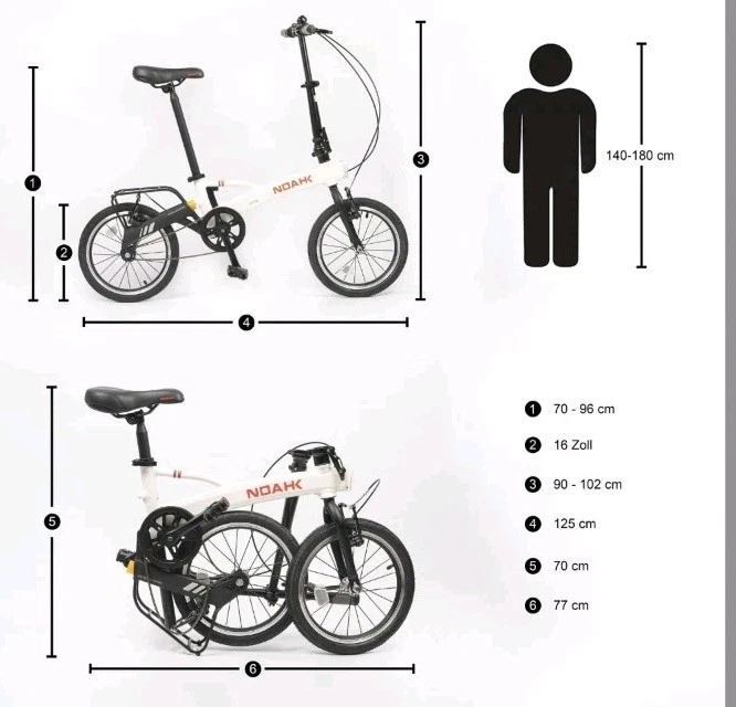 2x NOAHK FALTRAD, Klapprad 16 Zoll nur 9,8Kg leicht, kaum benutzt, NP: 798€ - Bild 2 von 4