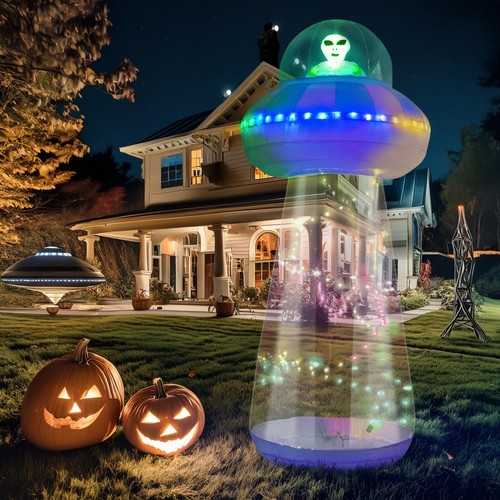Decoración inflable de Halloween OVNI de 10 pies con LED para decoraciones de Halloween - Imagen 2 de 11