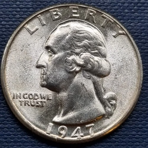 1947 D Washington Quarter 25c Silver BU UNC GEM Brilliant Uncirculated #97298