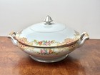 Noritake N191 Round Covered Vegetable Bowl Floral Bouquet Gold Trim c1940 Japan — photo 1