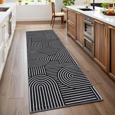 Modern Rug 2x6 Runners for Hallways, Abstract Kitchen Runner Rugs Non Slip Ba...