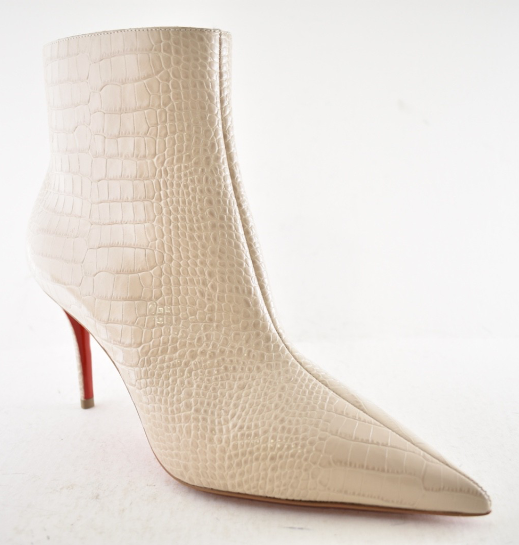Christian Louboutin Miss Z Booty 80 Pearl Beige Croc Short Ankle