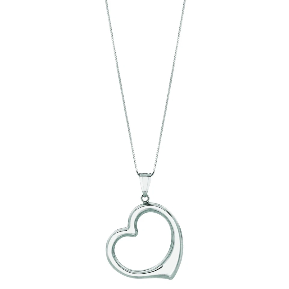 COLGANTE CORAZÓN abovedado AMOR oro blanco 14k con cadena de 18" - regalo de San Valentín