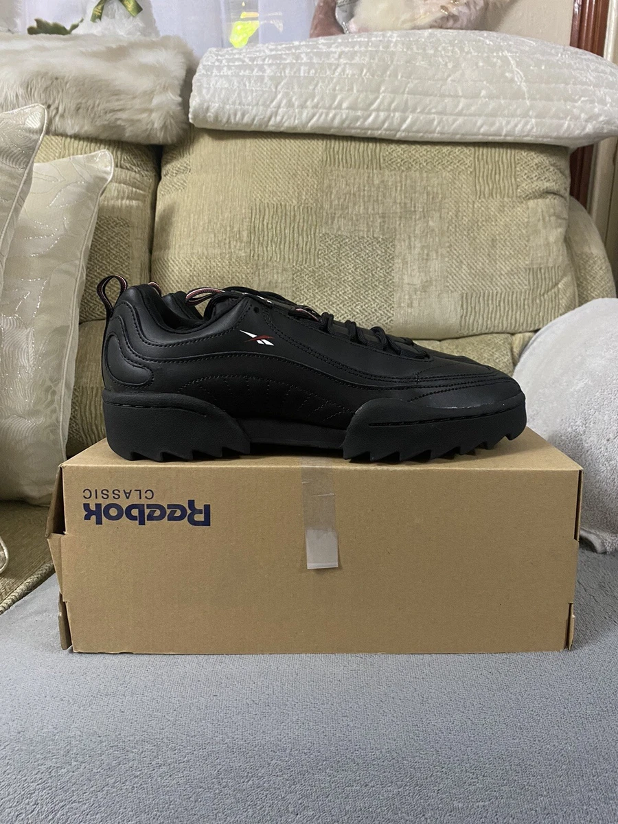 Reebok Rivyx Ripple Black Leather Trainers Shoes BNIB Size 6.5uk
