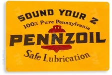 TIN SIGN Pennzoil Safe Lubrication Oil Gas Lube Service Auto Shop Garage A561