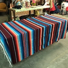 Mexican Blanket Serape Multi Colored Stripes, Saltillo, Sarape 57  X 84  