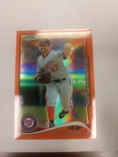 2014 Topps Chrome Orange Refractor Gio Gonzalez #195 WASHINGTON NATIONALS (PWE)