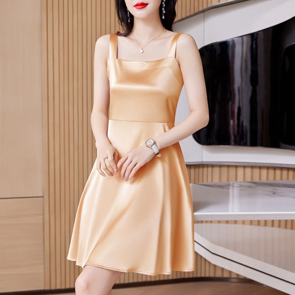 casual dress for evening party Elegant Light Blue Satin Arabic Evening Dress with Overskirt SF048 Light Blue / 16 main image 0