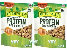 2 Packs Nature Valley Oats 'n Honey Protein Granola Cereal 28 OZ Each Pack