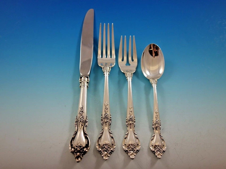 Conjunto de Talheres de Prata Esterlina Delacourt by Lunt para 12 Serviço 48 Peças - Imagem 2 de 4