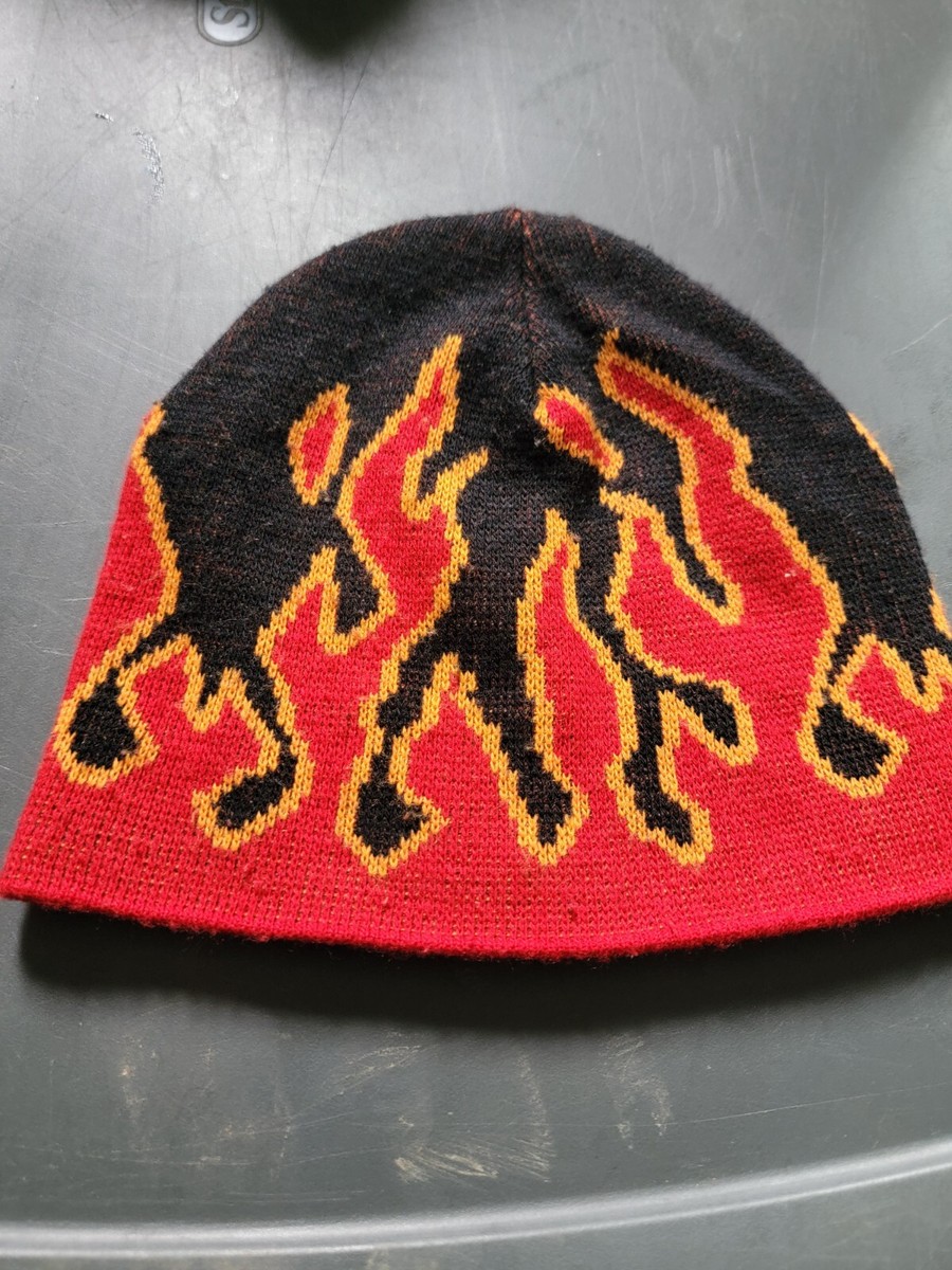 Vintage 90s Goorin Bros Y2K Flame Beanie Skater Style Made in USA