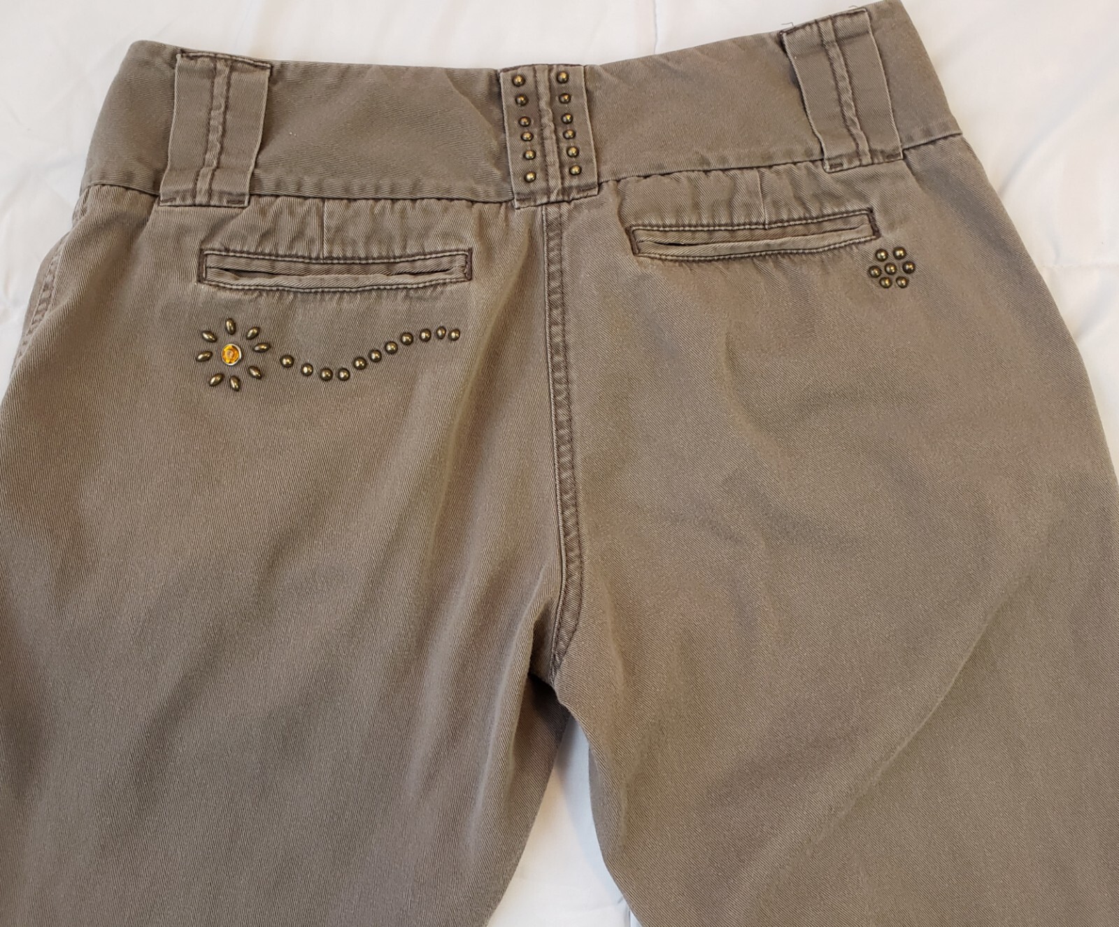 THE LIMITED Women's Chino Pants Size 2 Studded Bootcut Flare Brown