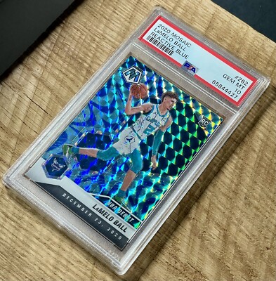 LaMelo Ball RC - 2020 Mosaic Reactive Blue Prizm Rookie #262 - PSA
