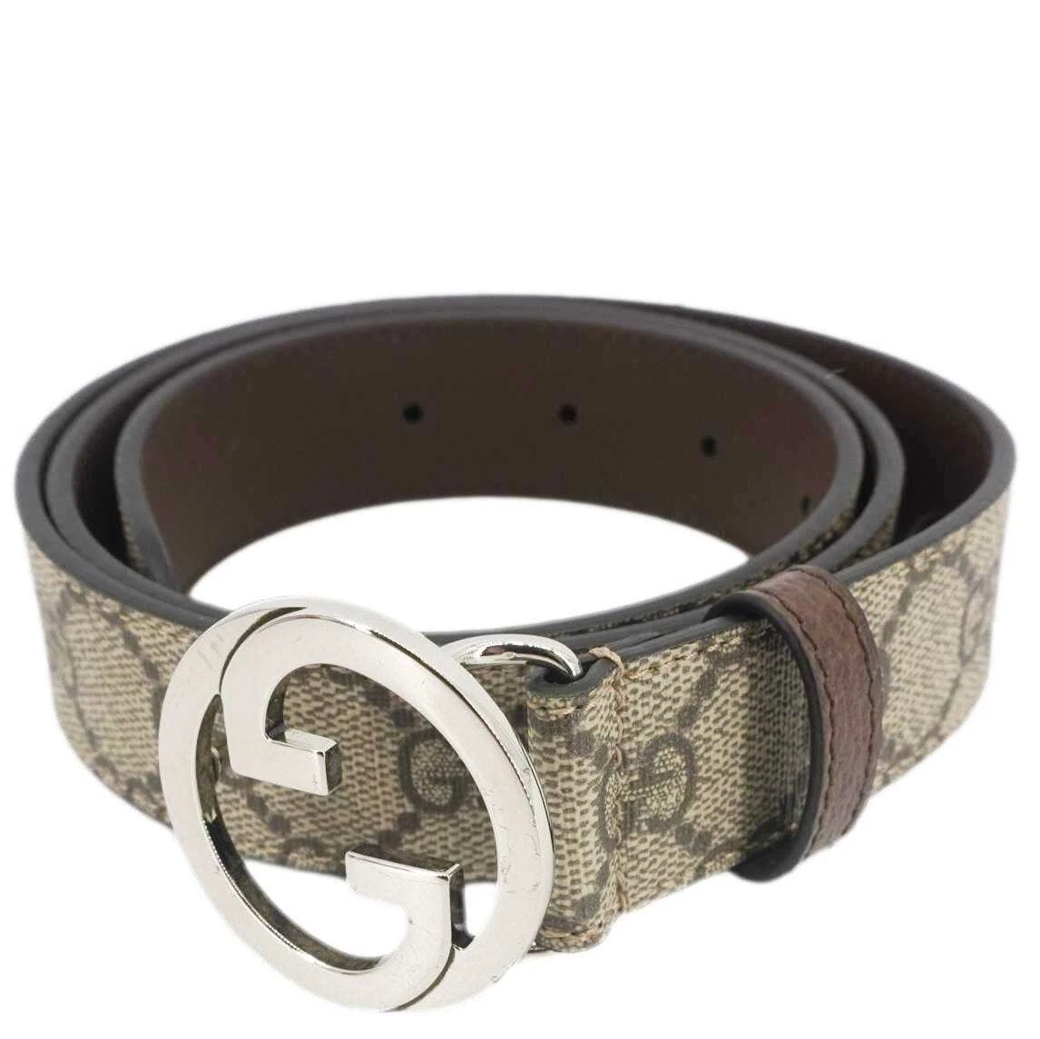 Ceinture toile beige GUCCI boucle imbriquée GG Supreme 734771 taille 85/34