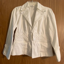 Campaigne Nordstrom White 3/4 Sleeve Blazer - Size: 4 - MADE IN USA