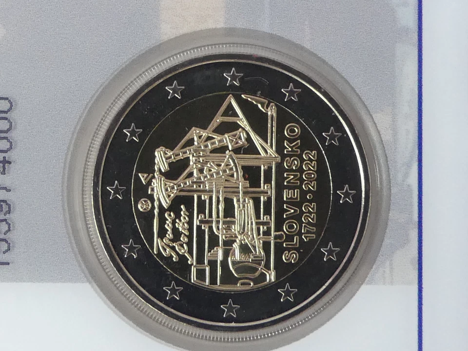 SLOWAKEI 2022 2 EURO MÜNZE COIN ST BU - DAMPFMASCHINE FÜR PUMPEN - COINCARD - Bild 2 von 4