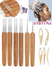5-11X Crochet Needle Hook Bamboo Handle Dreadlock Knit Hair Making Braiding Tool
