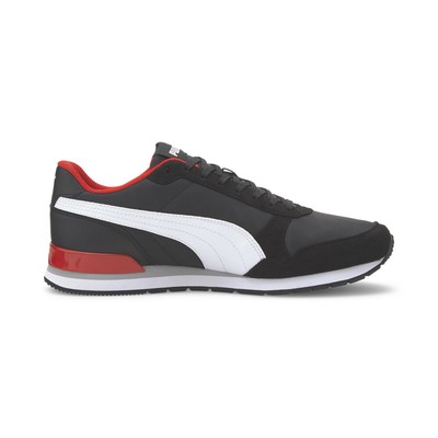 puma black and red running shoes