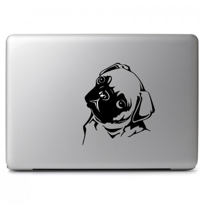 Black Cute Pug Dog Vinyl Decal Sticker for Macbook Laptop Car Window ...
