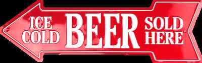 ICE COLD BEER SOLD HERE EMBOSSED METAL ARROW SIGN MAN CAVE SPORTS ROOM ...