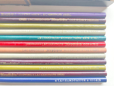 L&C Hardtmuth Coloured Pencils Cop. Pens Bundle Vintage Pens 12 Pieces Boxed
