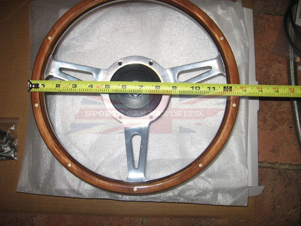 13" Rveted Wood Steerng Wheel & Hub. Fts MG MGB 62-67 | EBay