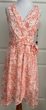 NWT Tommy Hilfiger size 4 coral white sleeveless fit & flare dress $129