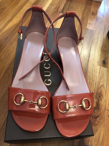 GUCCI HORSEBIT RUGGINE ORO SANDALI CINTURINO CAVIGLIA CON TACCO PIATTO  MISURA 37 | eBay