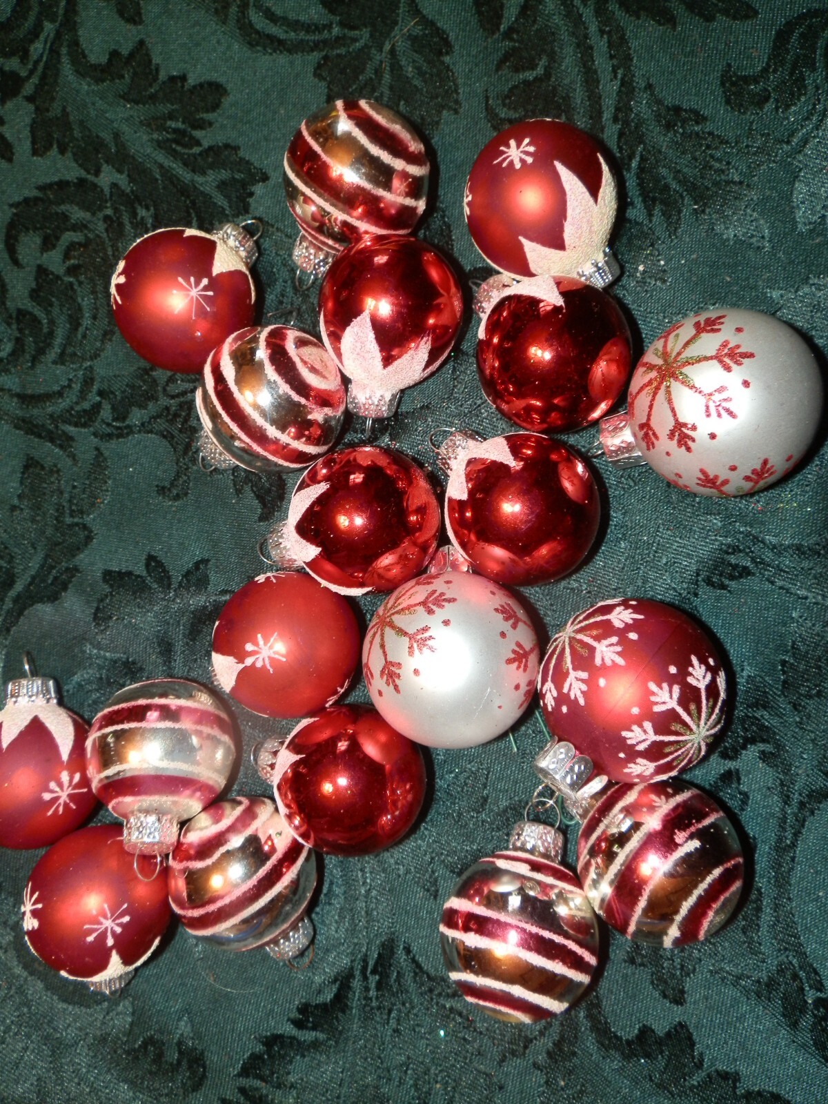 Vintage Assorted Mini Glass Christmas Bulbs Lot of 19 Festive Decorated 1.5"