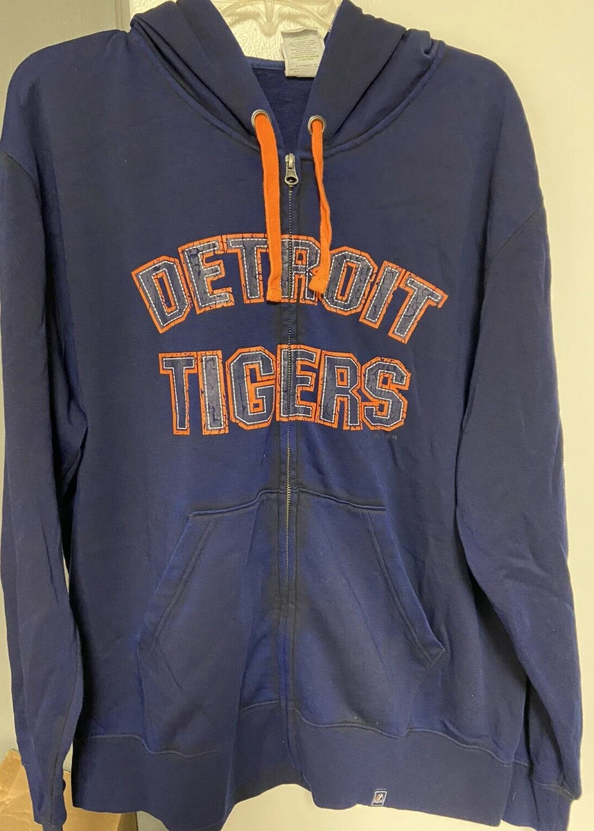 Detroit Tigers MLB Men's Majestic Zip Up Jacket Navy & Orange