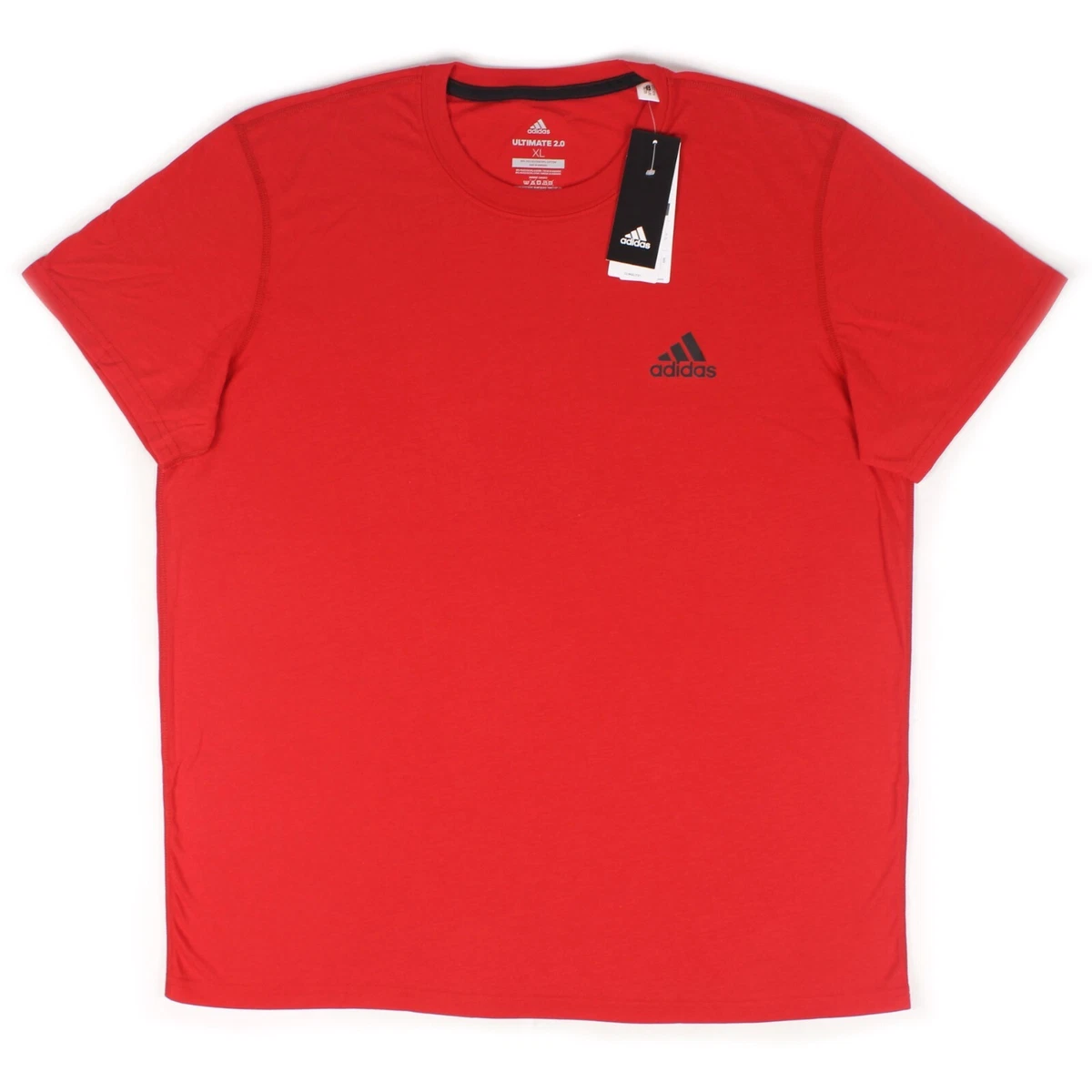 Men's adidas Ultimate 2.0 Climalite Short Sleeves Black Logo T-Shirt BP9733  Red