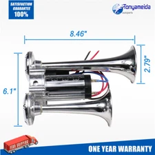 Super Loud Dual Trumpets Car Electric Horn Truck Boat Train Speaker 600DB 12V