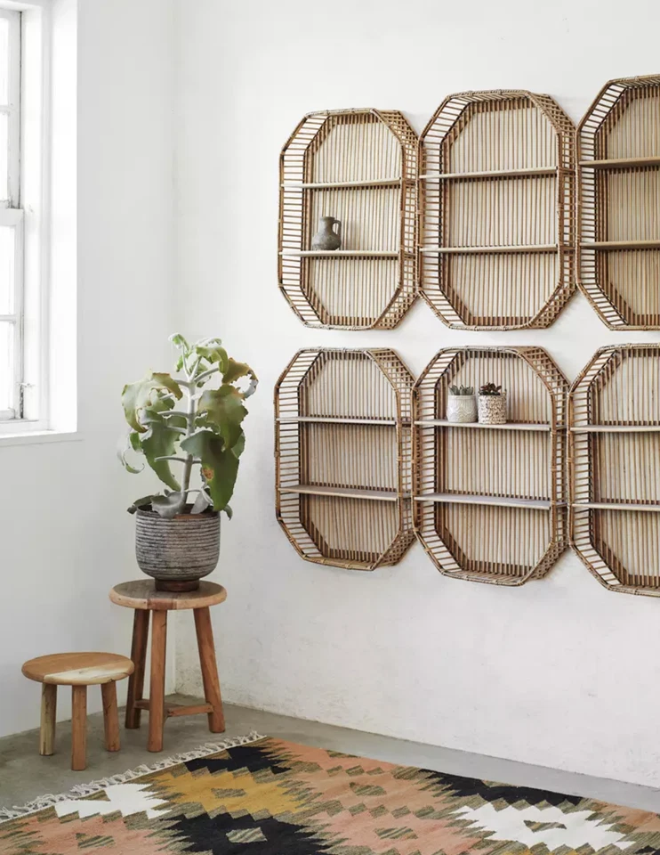 Handwoven Cotton Rug, Geometric Orange, Black, Pink Runner Hallway Mat Carpet - Image 3 of 4